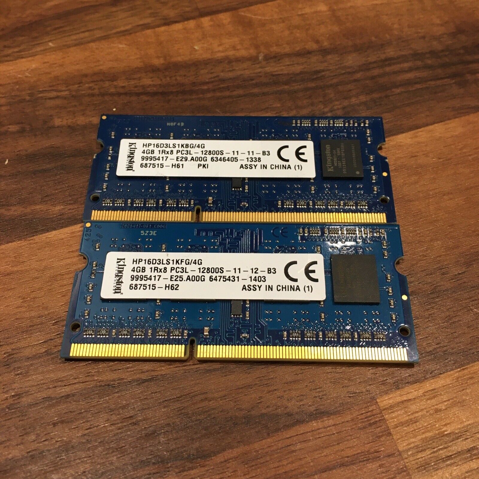 Lot Of Two Kingston 8GB (2x4GB) Laptop Ram/Memory PC3L-12800S HP16D3LS1KFG/4G