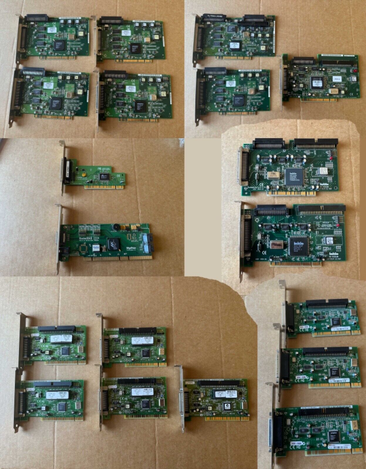 LOT of *19* SCSI cards 15 ADAPTEC cards and ROCKETRAID & INITIO - GREAT DEAL