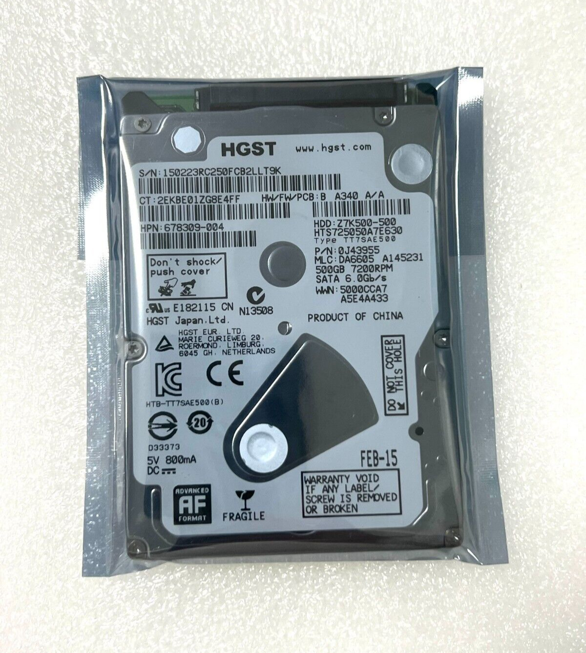 NEW HGST | Hitachi HTS725050A7E630 500GB7200RPM 2.5 inch Notebook HDD Hard Drive