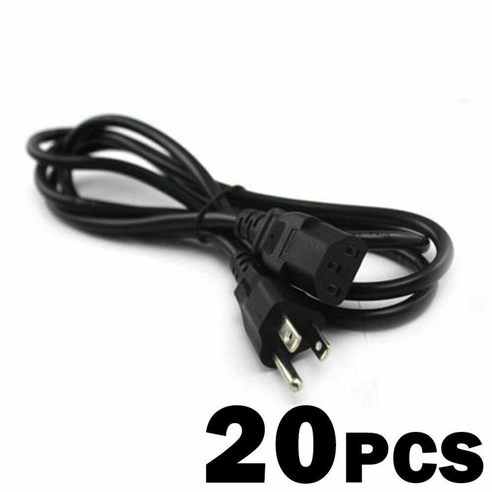 (Lot of 20) Computer PC Power Cord Cable 18AWG 4FT