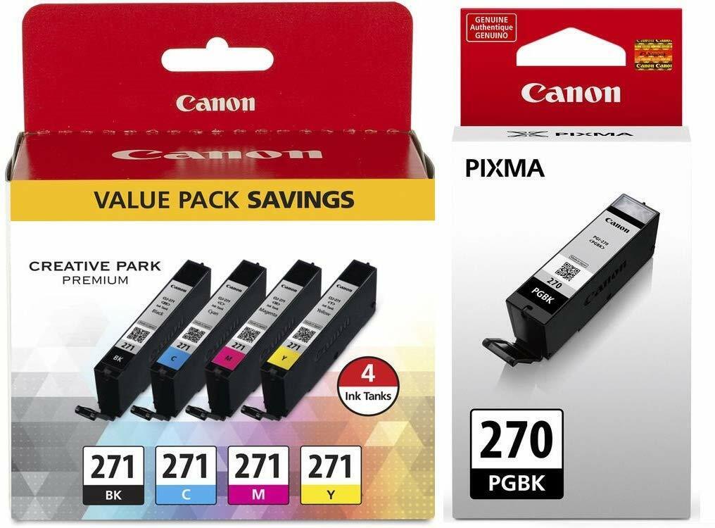 Genuine Canon PGI-270 BK CLI-271 B/C/M/Y Color Ink Cartridges-Setup-5PK-NEW