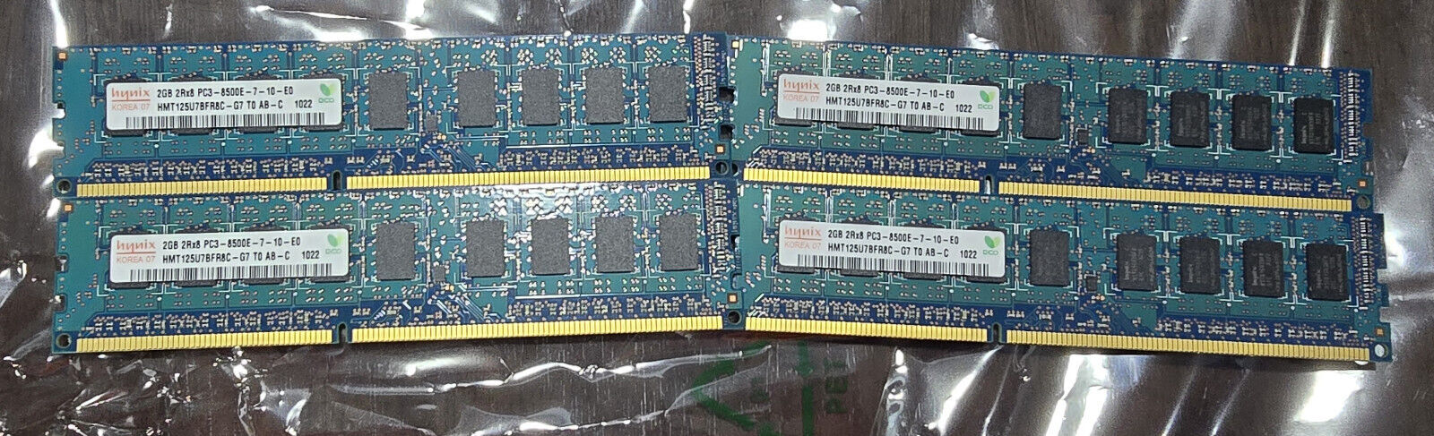 LOT OF 4 HYNIX HMT125U7BFR8C-G7 8GB 4X 2GB 2RX8 PC3-8500E MEMORY  - 8GB