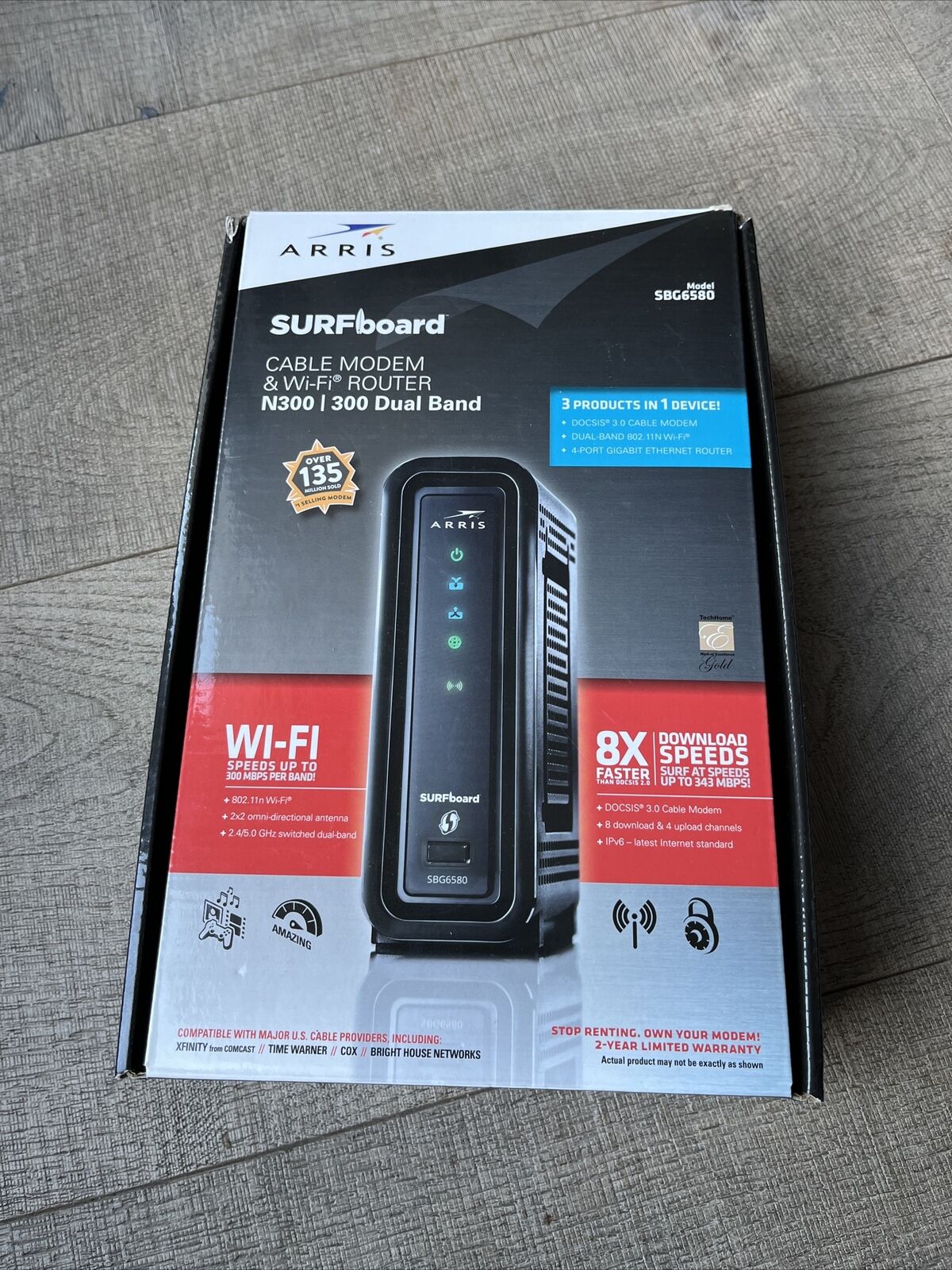 ARRIS Surfboard SBG-6580 N300/300 Dual Band Wireless Cable Modem & WI-FI Router