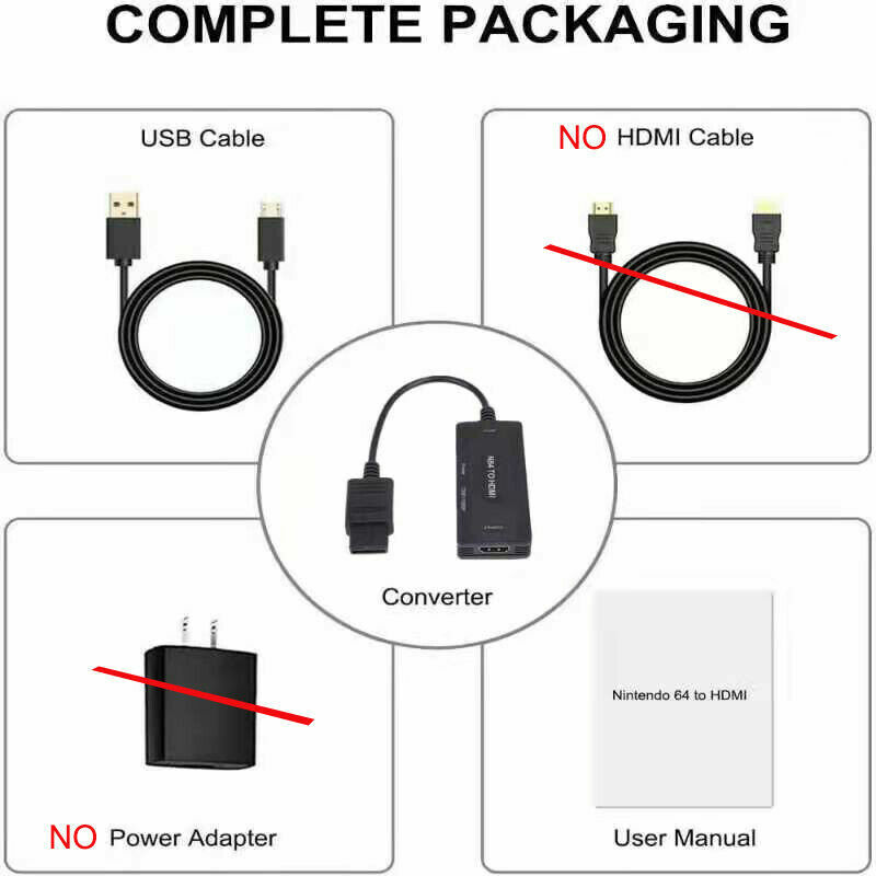 For Nintendo 64 GameCube SNES To HDMI Cable Converter Adapter HDTV TV Link Cable