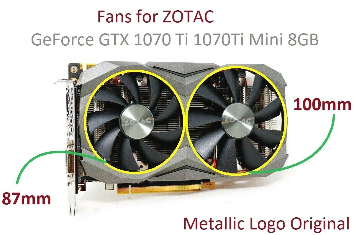 Metallic Logo Fans for ZOTAC GeForce GTX 1070 Ti 1070Ti Mini 8GB Graphics Card