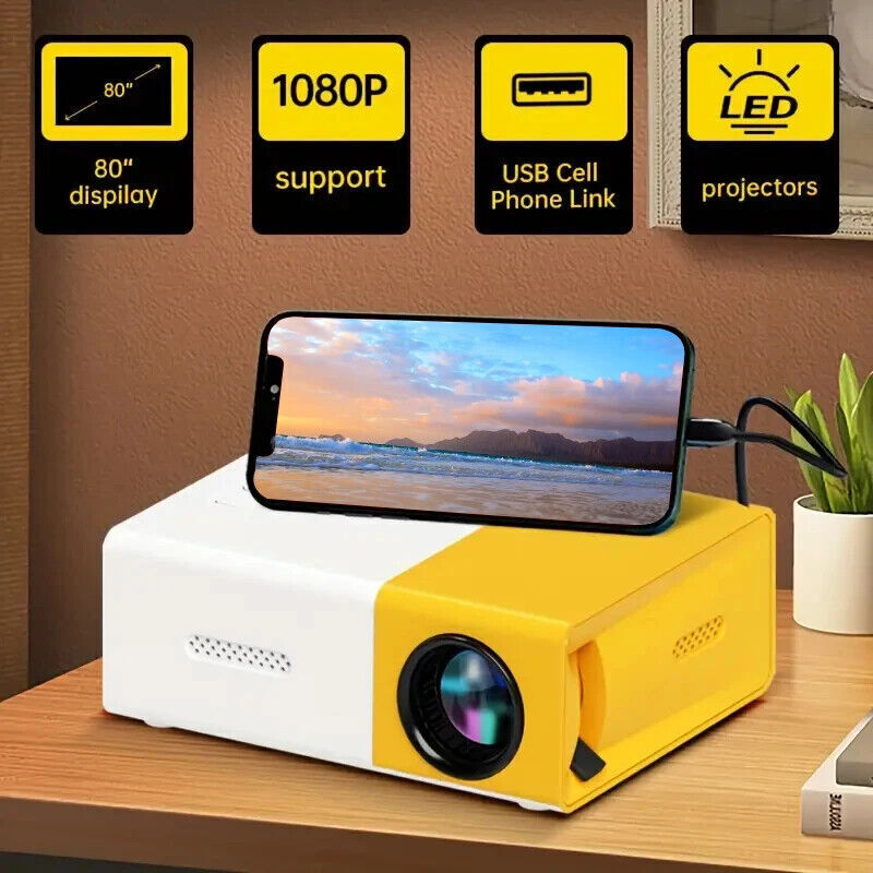 Mini Portable Projector 1080P LED Pico Video Projector for Home Theater Movie US