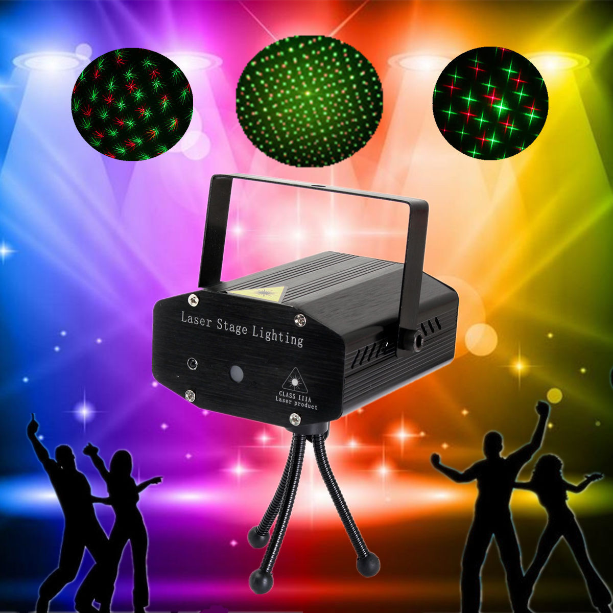 Mini Laser Projector Stage Lights LED R&G Lighting Xmas Party KTV DJ Disco Light