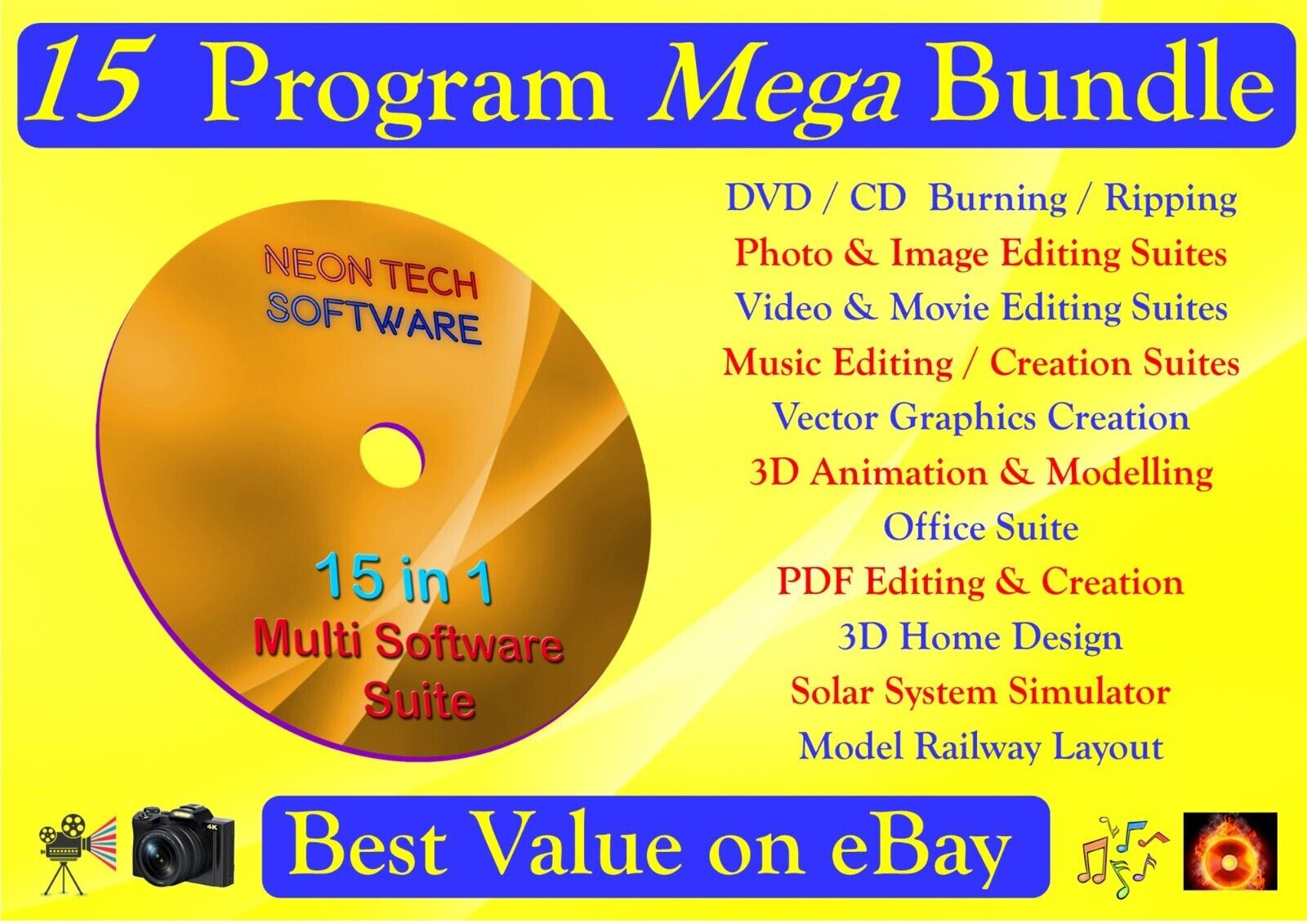 Video Editing & Movie Maker Software Part of 15 PROGRAM MEGA BUNDLE Windows DVD