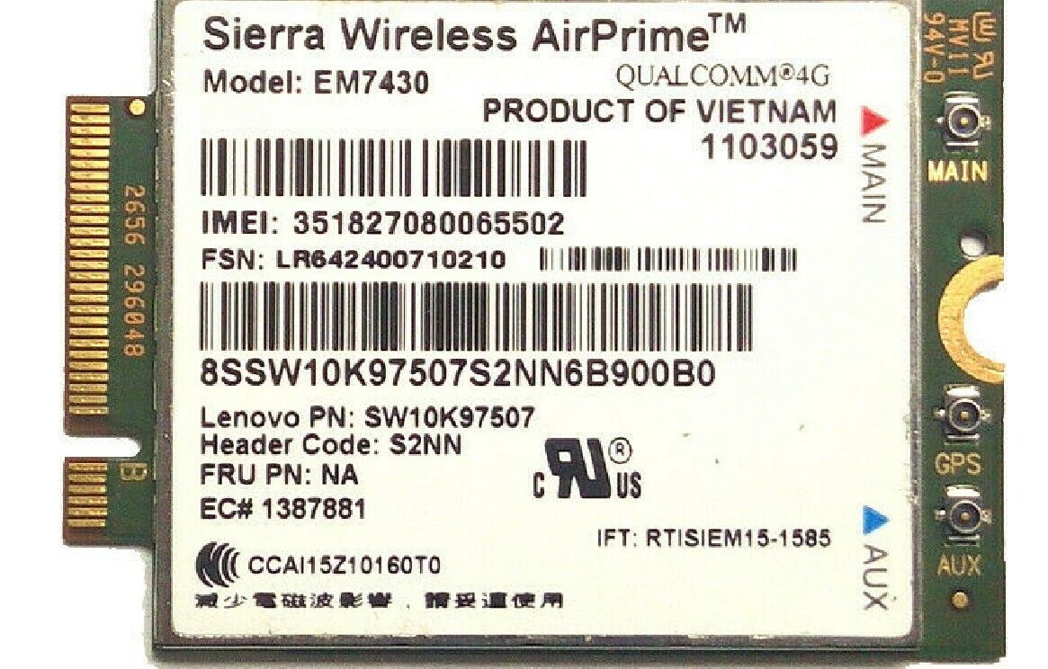 01AX737 LENOVO THINKPAD GOBI6000 Sierra EM7430 LTE/WCDMA 4G WLAN wireless card