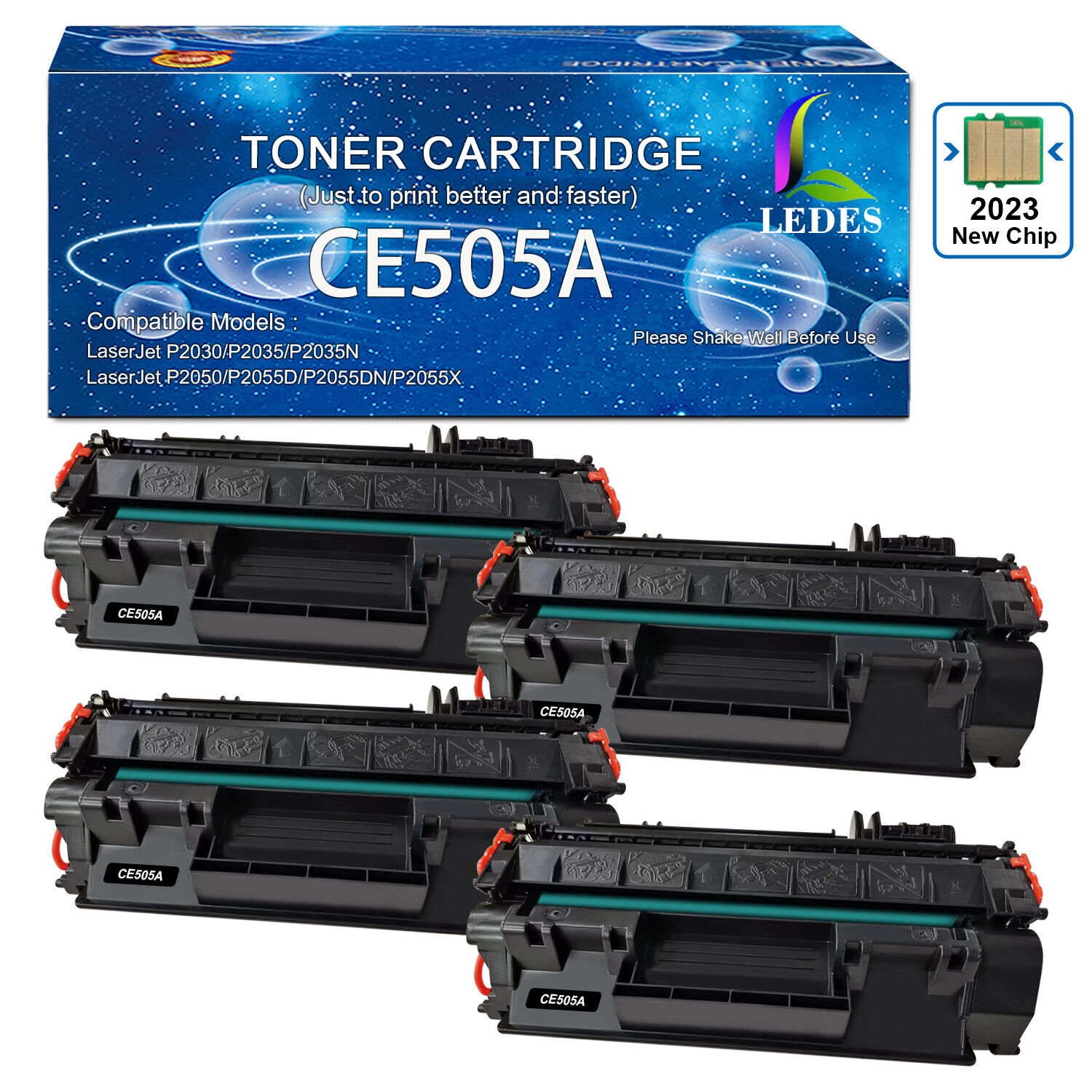 4 Pack High Yield CE505A Toner Cartridge For HP LaserJet P2055 P2055d P2055dn