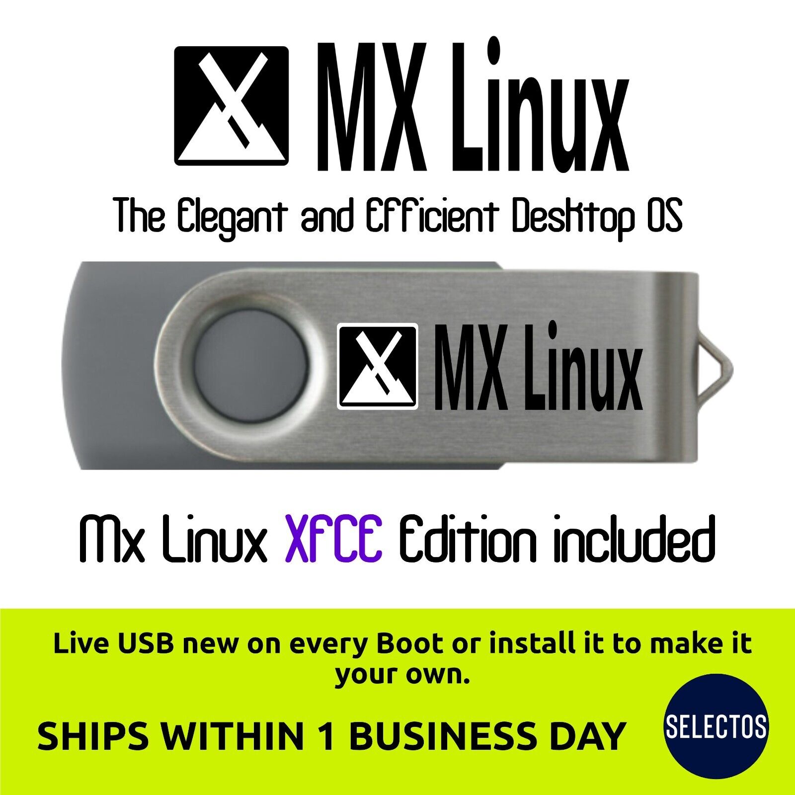 MX Linux 21.2 XFCE Edition 64bit 16Gb USB Drive Ships Free Within 1 Biz Day