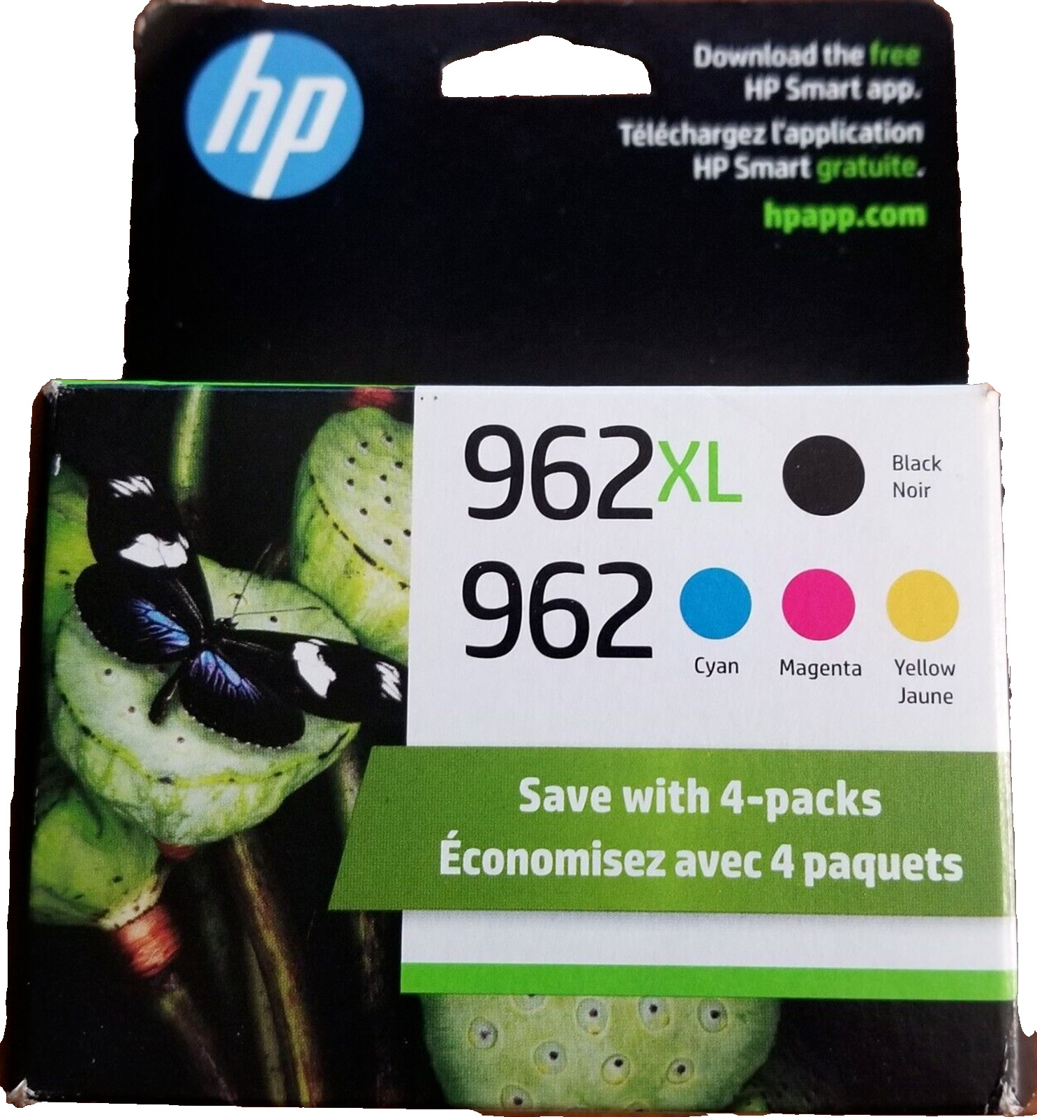 New Genuine HP 962XL 962 Black Color 4PK Ink Cartridges No Box Exp. 2025