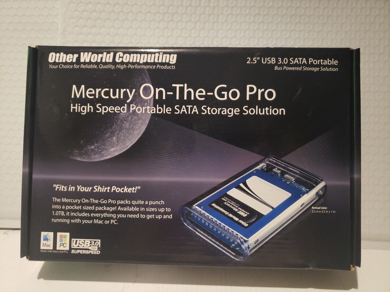 OWC Mercury On-The-Go SATA Storage Solution 1TB + USB 3.0 - NEW