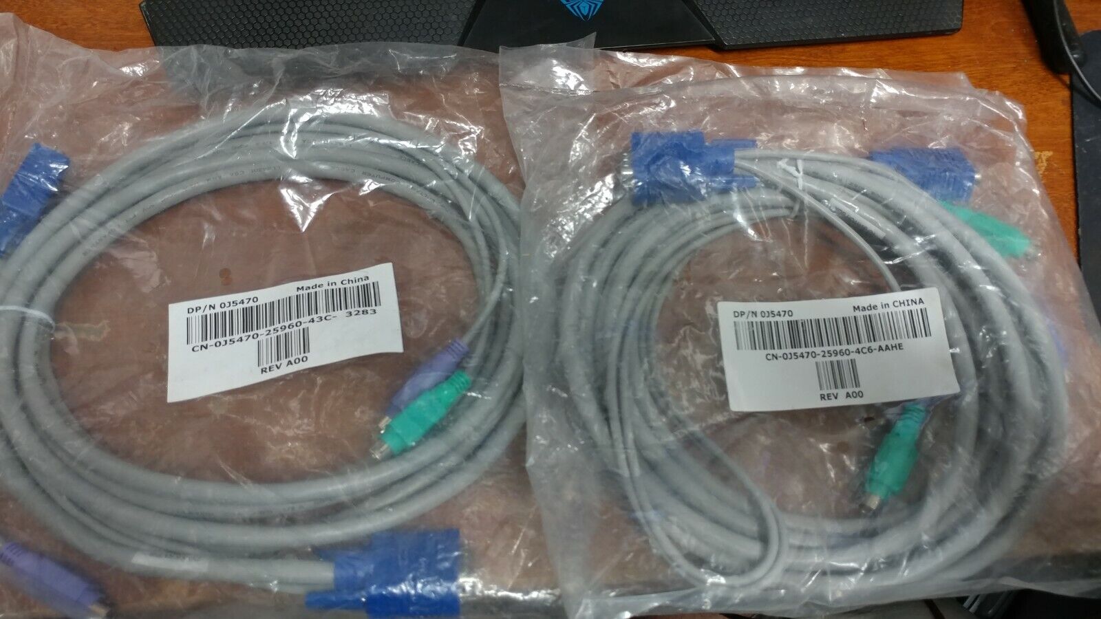 DELL 0J5470 12 \' PS2 VGA KVM Cable ( Lot of 2 )   ~~ NEW ~~