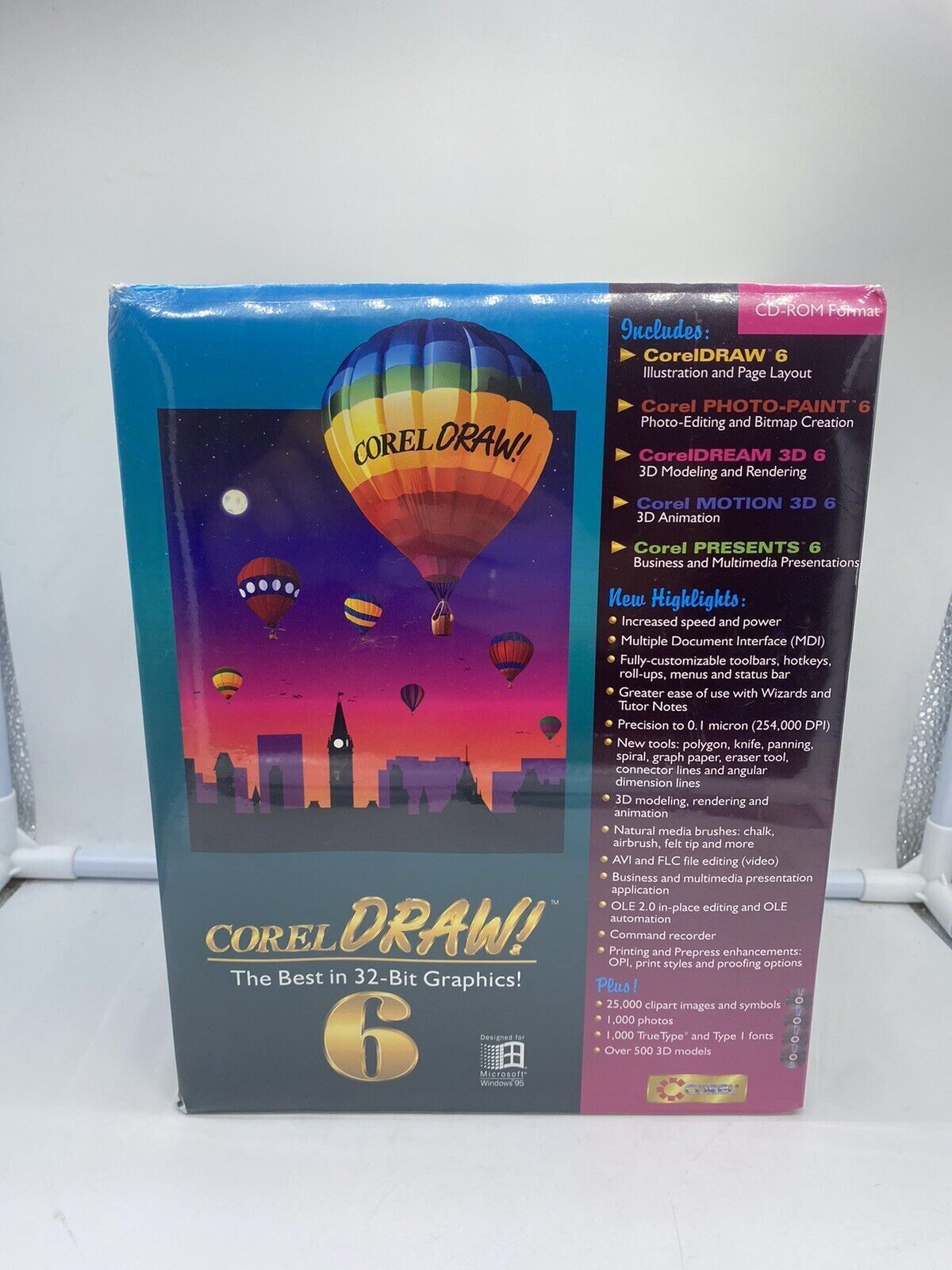 Vintage NEW Corel Draw 6 Cd ROM The Best In 32-Bit Graphic 4 Discs Windows 95
