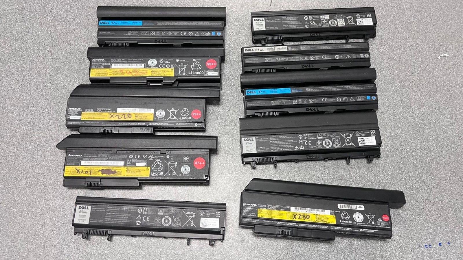 Lot of 20 Mix Lithium Ion Laptop Batteries As IS UNTESTED Dell/HP/Lenovo/Others