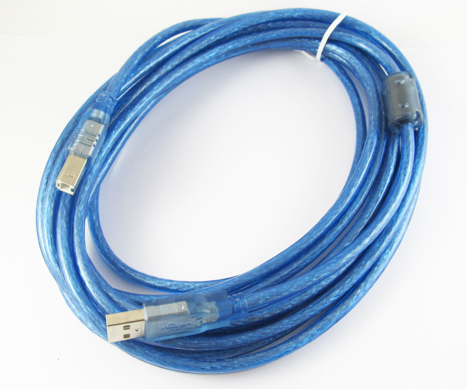 Blue 15Ft 5M USB 2.0 A Male to B Male with Ferrite Bead Printer Scanner Cable