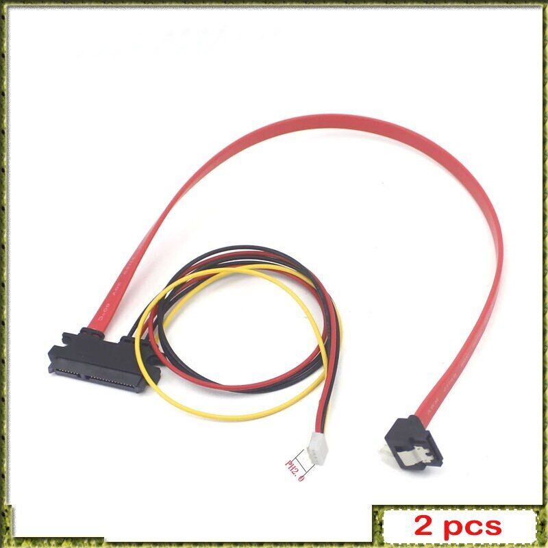 2pcs PH2.0 7+15 Female Interface Sata Elbow Power Cable 4PIN + SATA 7+15P Cable