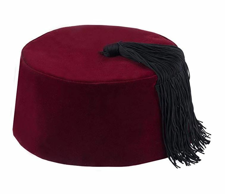 Turkish Ottoman Bordeaux Fez Hat with Black Tassel