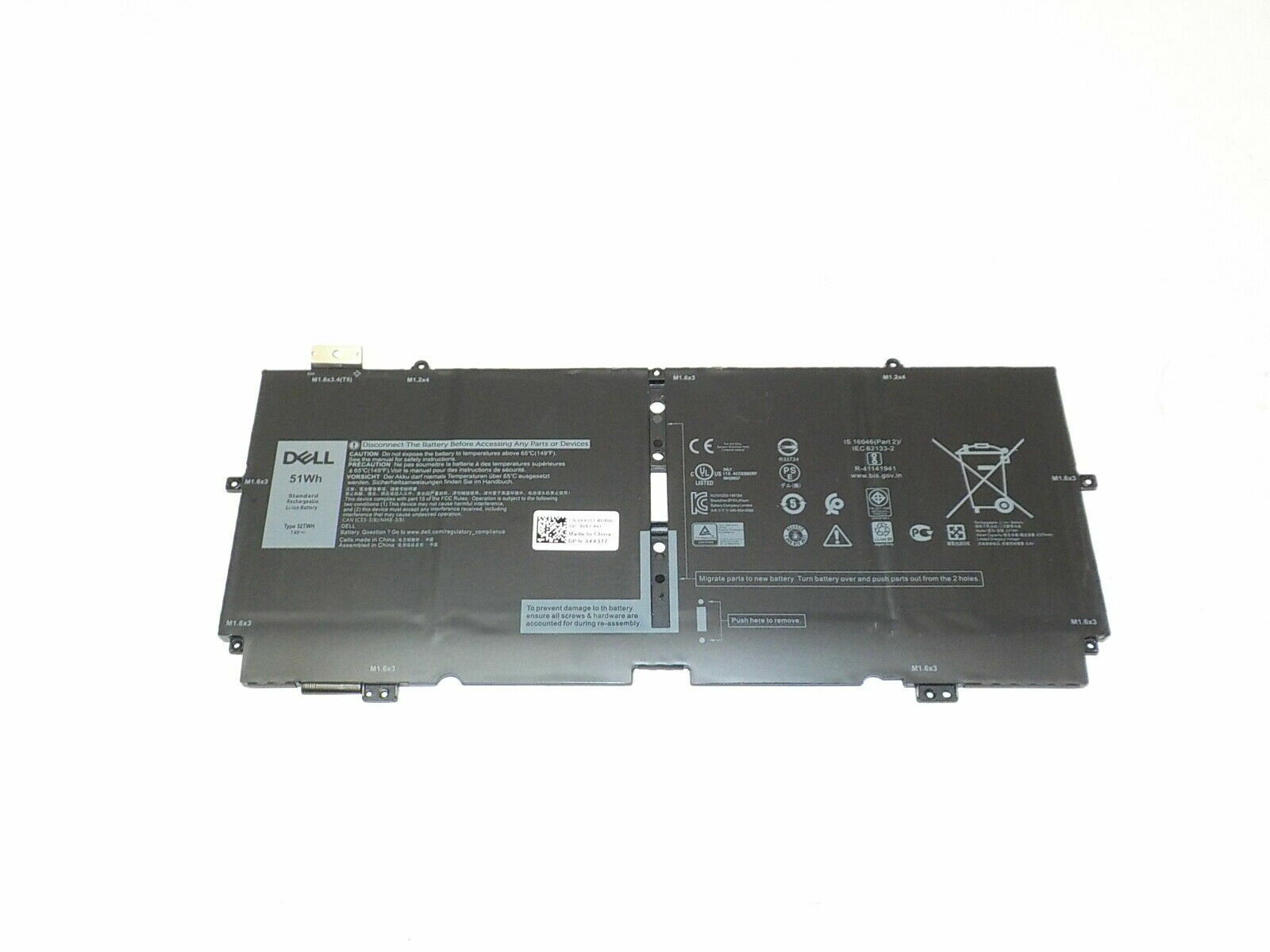 Genuine Dell XPS 13 7390 2 IN 1 /4-cell 51Wh 7.6V Laptop Battery XX3T7 52TWH