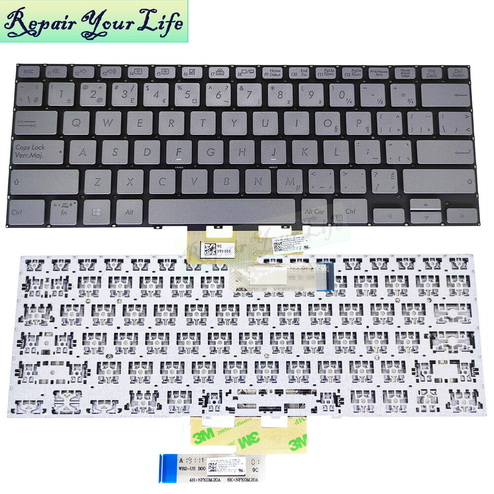 CF Canadian French Silver Keyboard for ASUS ZenBook flip 14 UX462 UX462DA