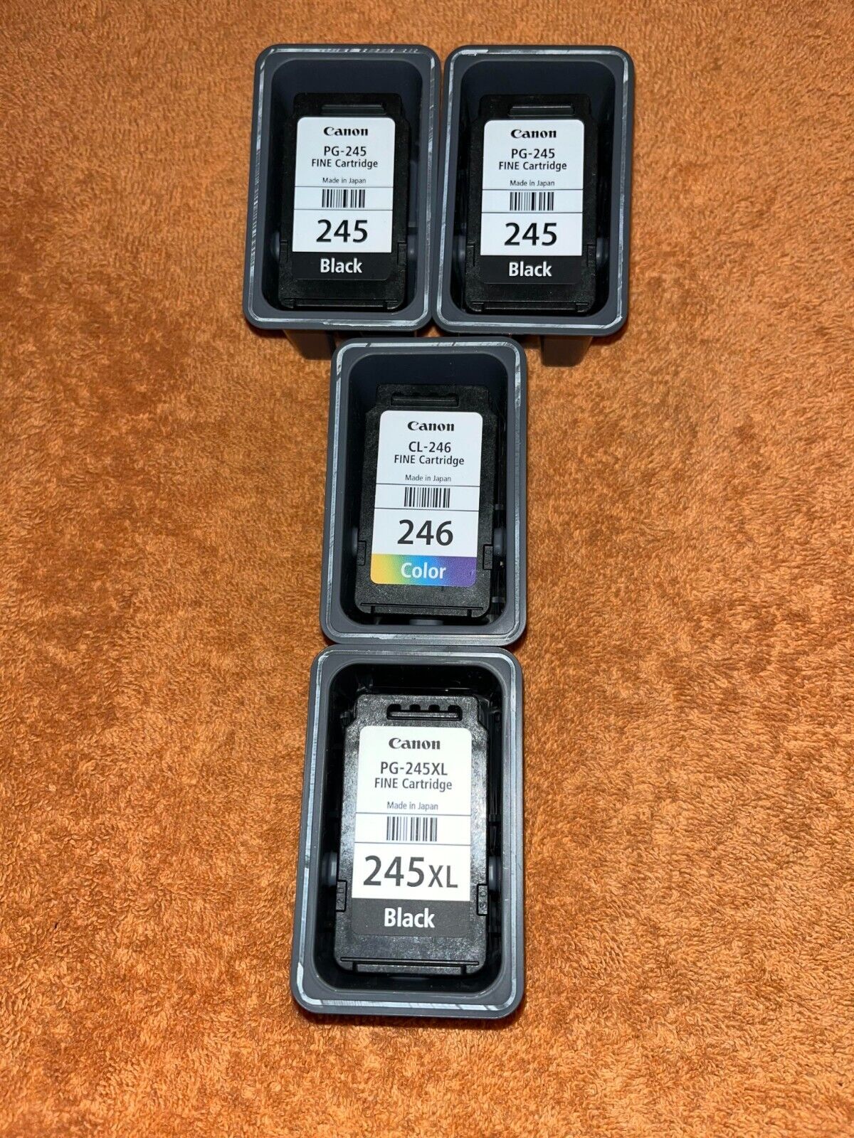 Genuine Canon EMPTY Fine Ink Cartridges 245 Black XL, 246 Color & (2) 245 Black