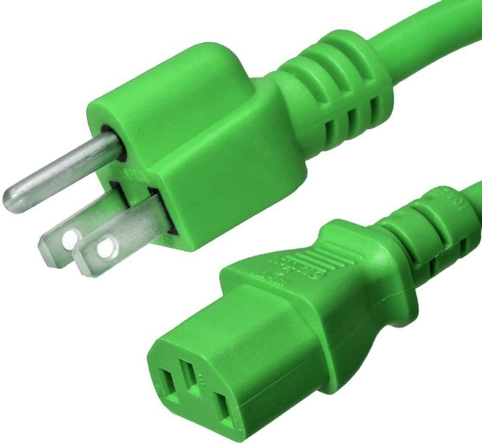 15 PACK LOT 5ft  5-15P - C13 Green Power Cord 18AWG 10A/1250W 125V 3-Prong 1.5M