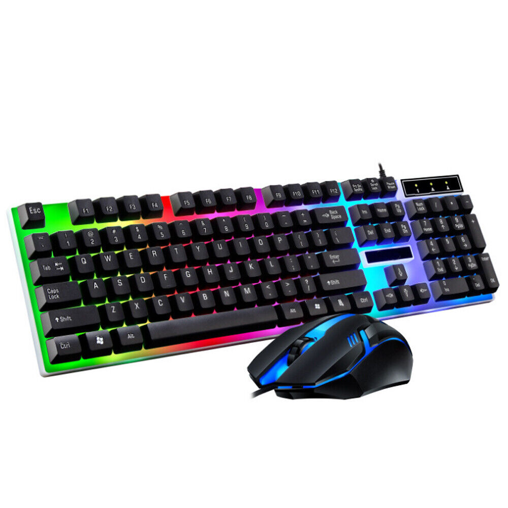 Computer Desktop Gaming Keyboard Game Mouse Mechanical Feel Led Light Backlit PC