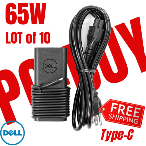 🔥10XGenuine Dell 65W Type C Laptop Charger USB-C AC Adapter 20V 3.25A HA65NM190