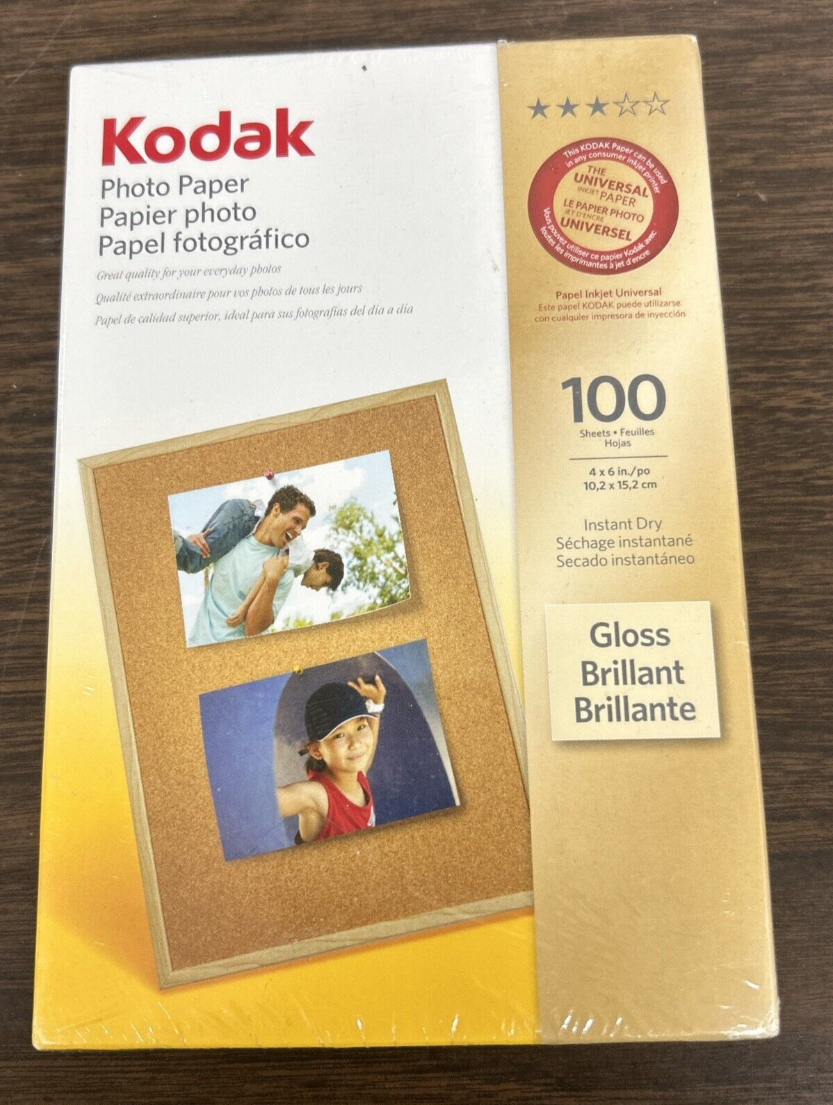 Kodak Photo Paper 4 x 6 Gloss Finish, Instant Dry - 100 sheets - Sealed