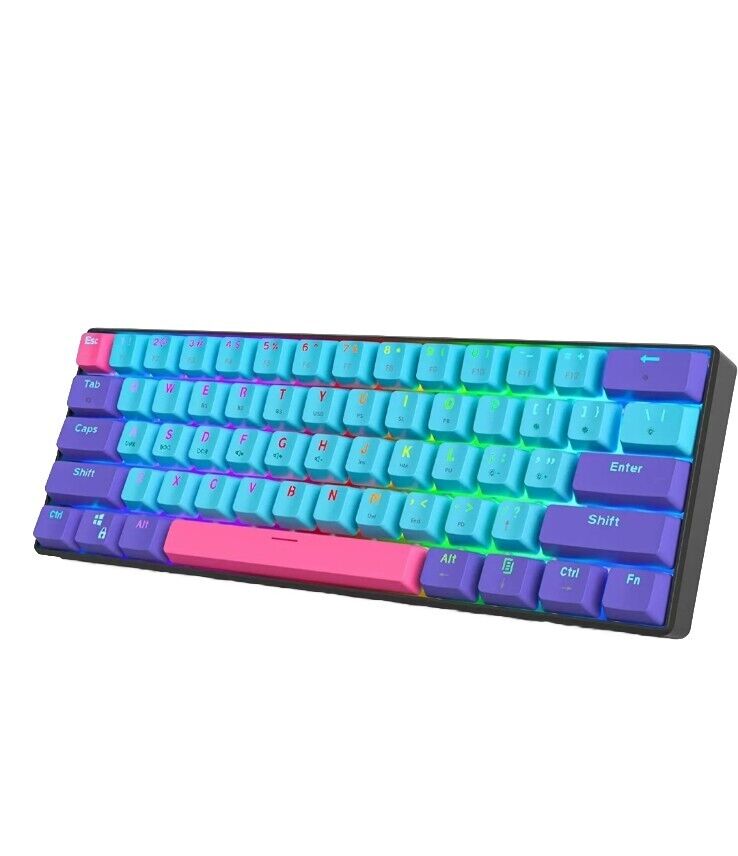 Surmen 60% Wireless Gaming Keyboard 60 Percent RGB Backlit Hot-Swappable GT61 Mi
