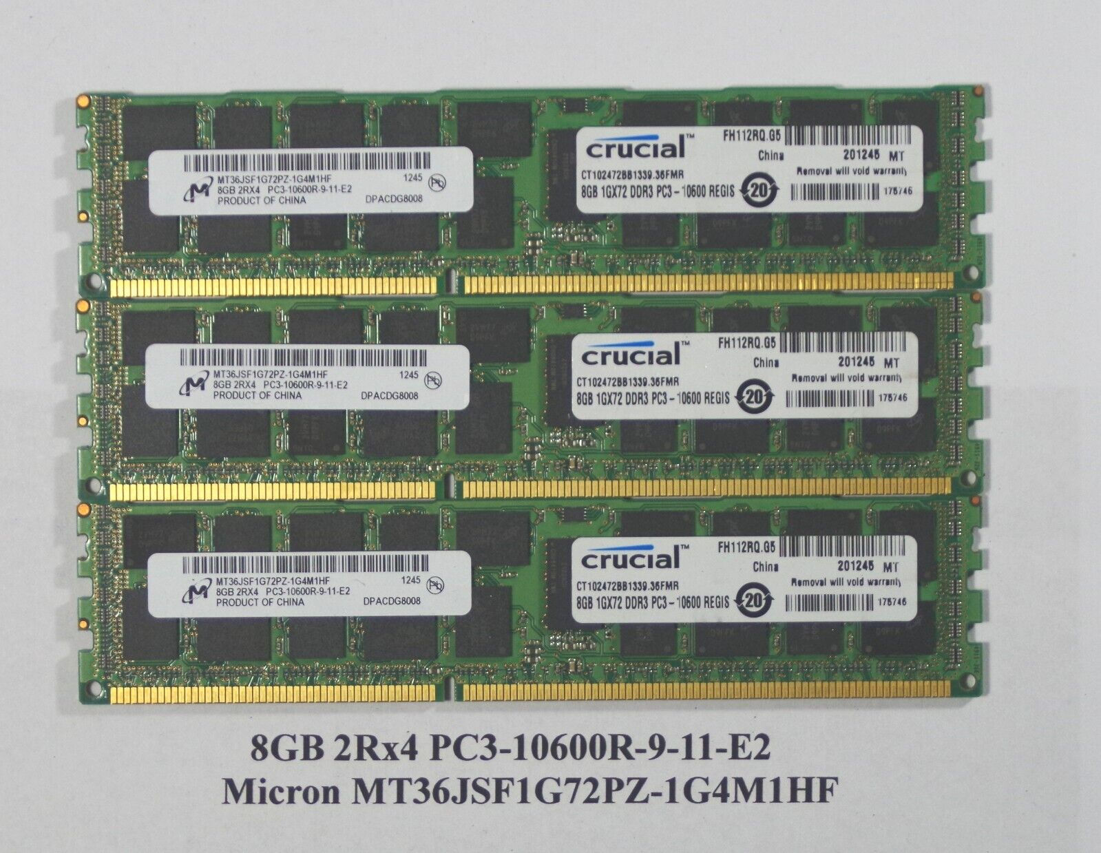24GB 3x8GB PC3L-10600R Server RAM - Micron MT36JSF1G72PZ-1G4M1HF