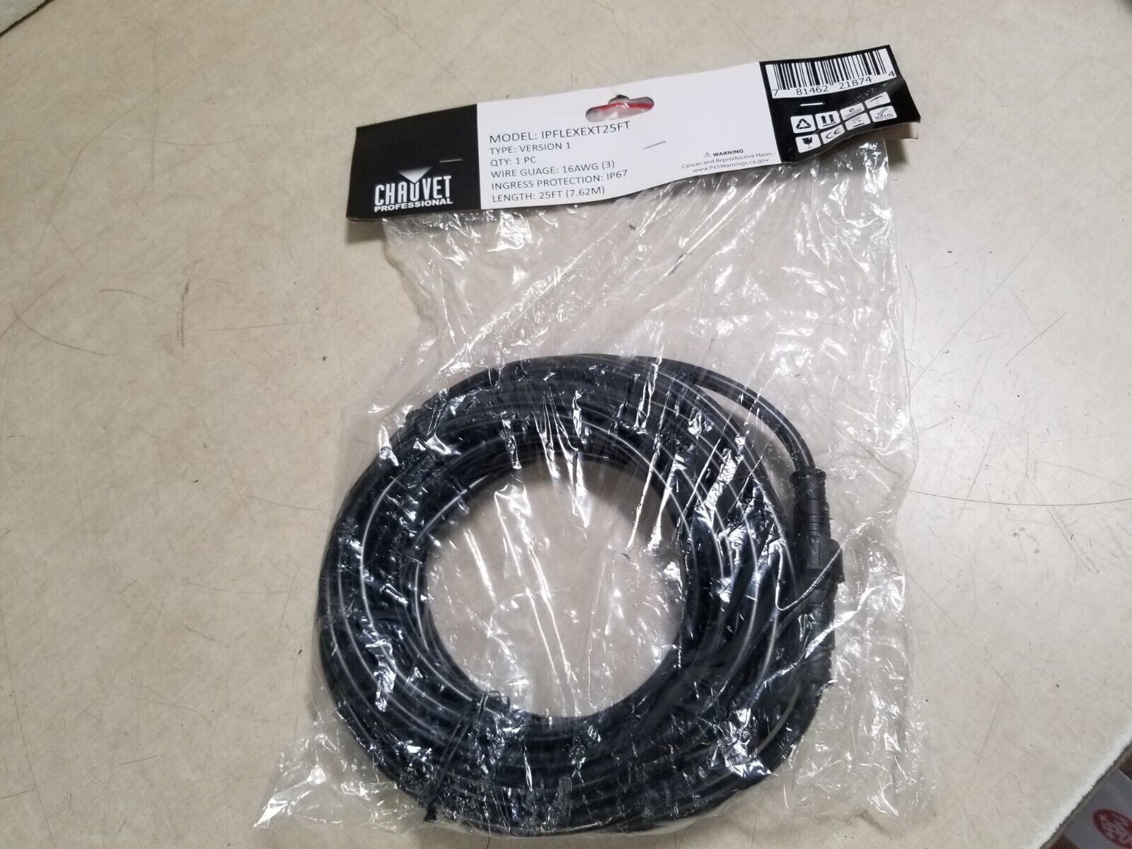 CHAUVET PROFESSIONAL IP Flex Power & Data Extension Cable (16 AWG, 25')