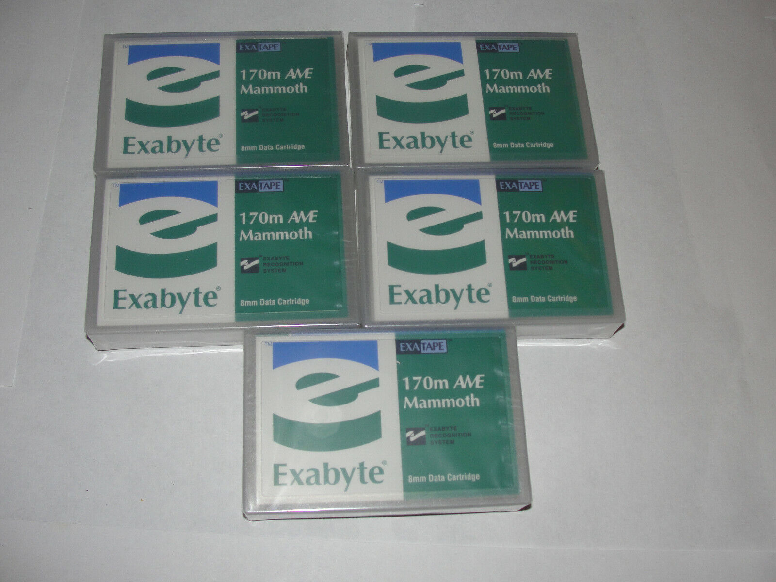 🔥LOT OF FIVE(5) Exabyte Mammoth AME 170m 312629 8mm 20GB 40GB ie Tapes 5pk 💯
