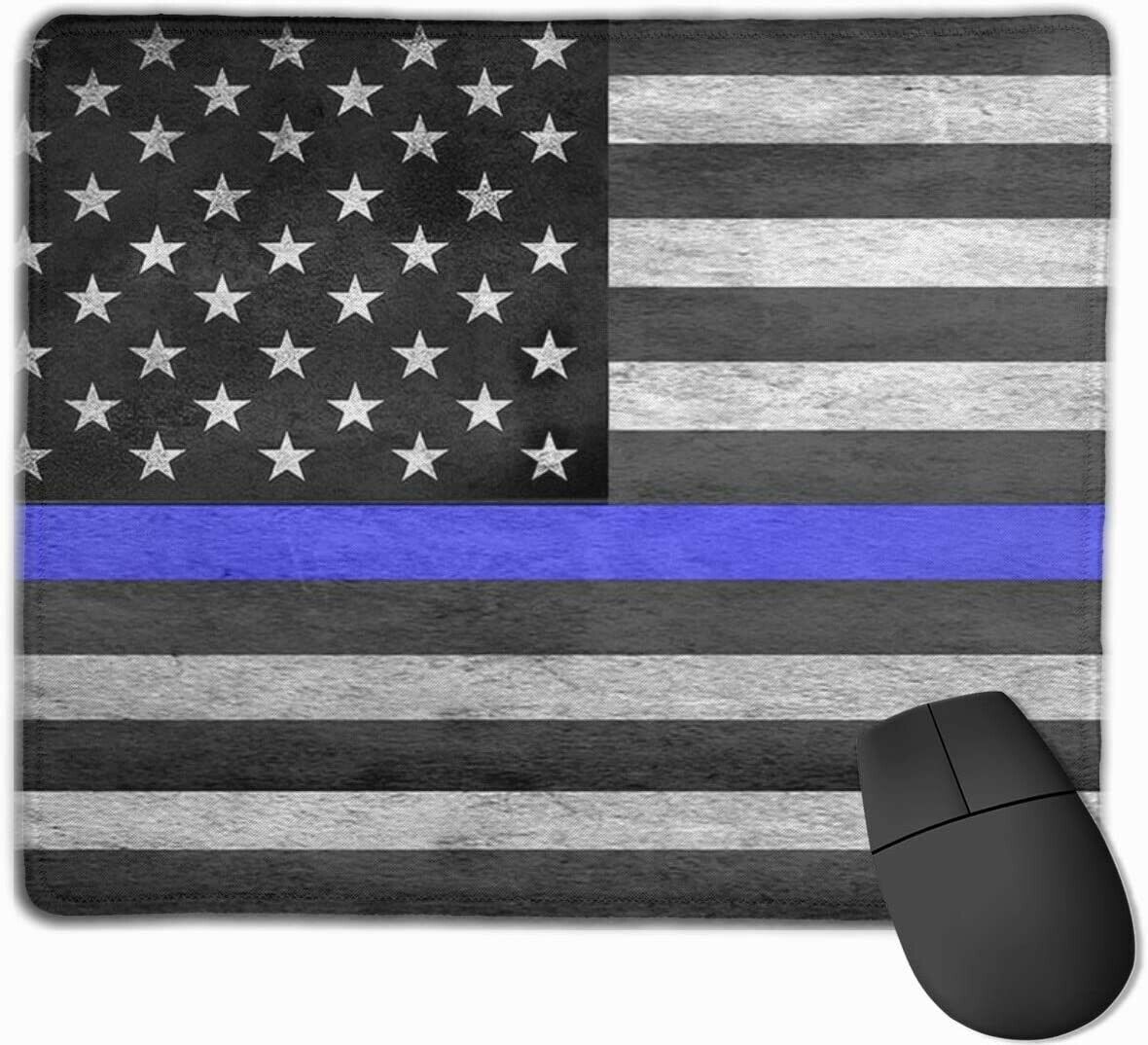 Gaming Mouse Pad,Thin Blue Line American Flag Durable Non-Slip Rubber Base Mouse