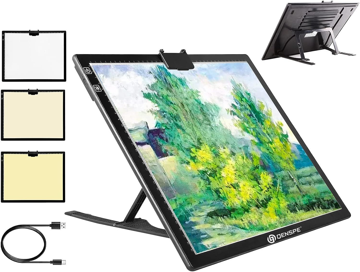 QENSPE Wireless A3 Light Pad for Diamond Painting, Rechargeable LED Black 