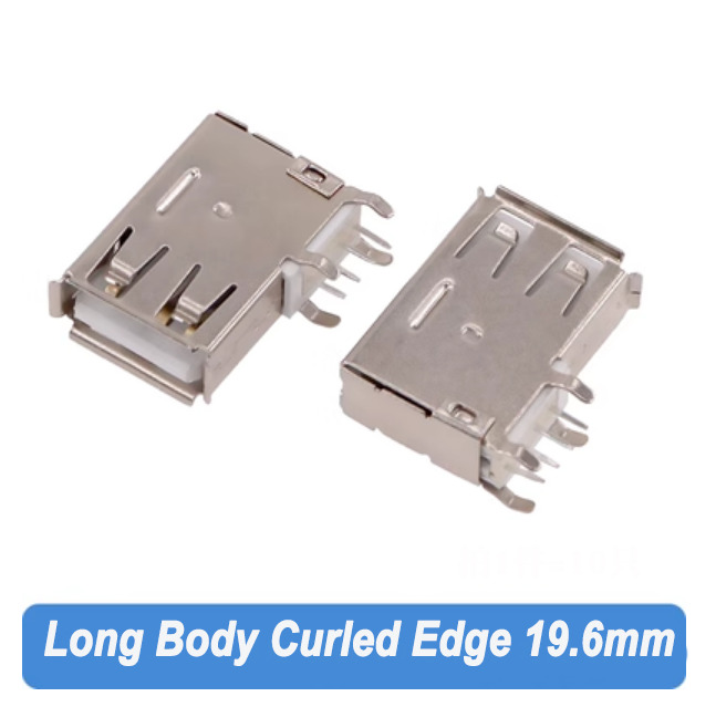 USB Female Socket Type-A 90 Degree Bent Pin Side Insertion AF Port Adapter