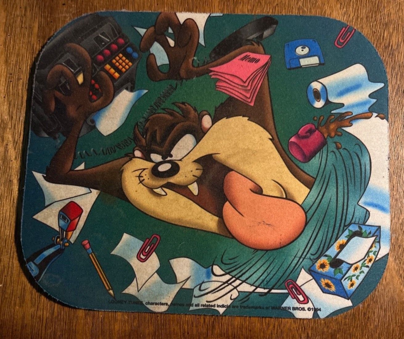 Vtg 1994 Taz  Devil COMPUTER Mouse Pad Looney Tunes Warner Bros 9X8 inches GC