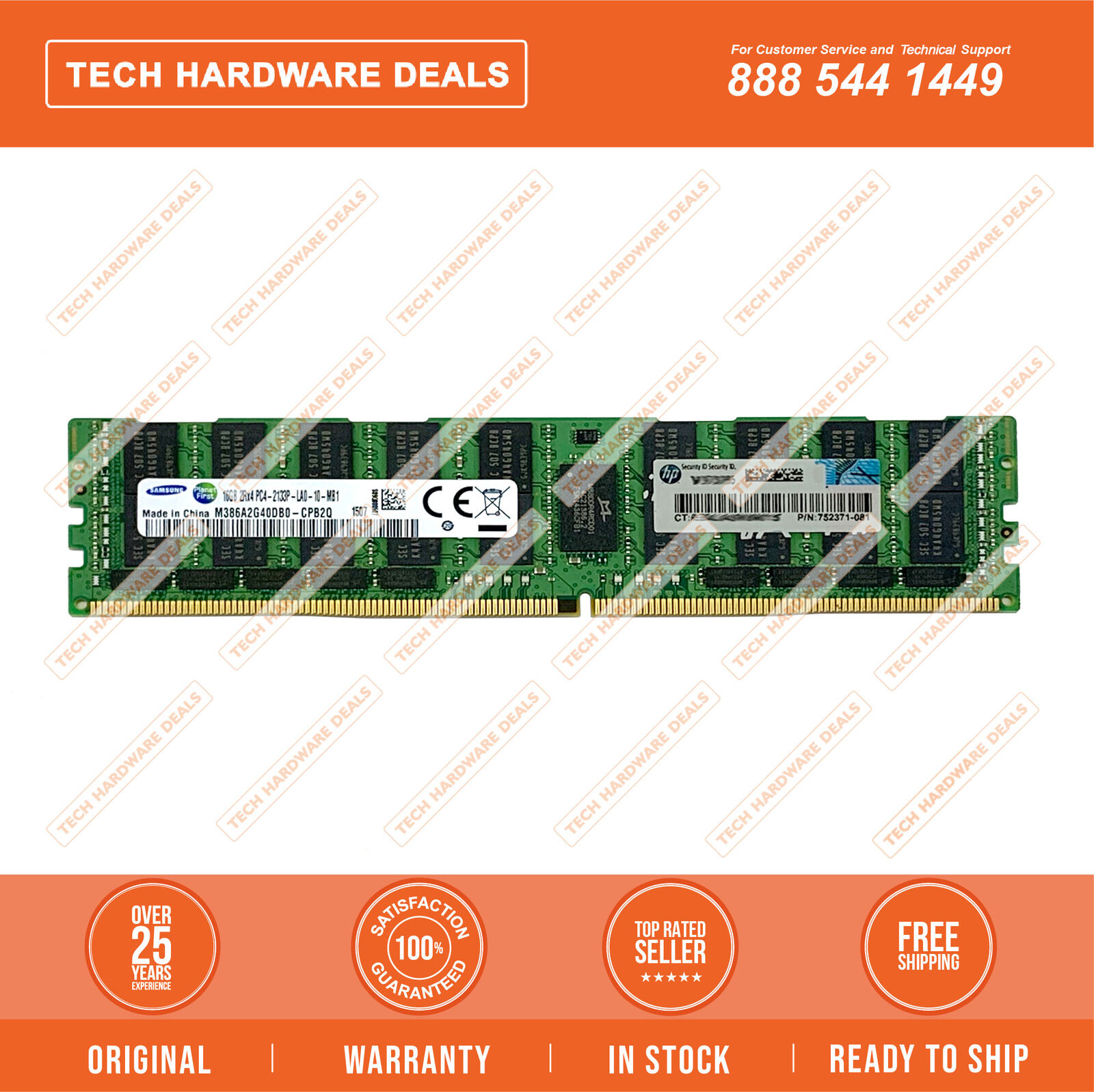 752371-081    HP 16GB (1x16GB) Dual Rank x4 DDR4-2133 CAS-15-15-15 Load Reduced