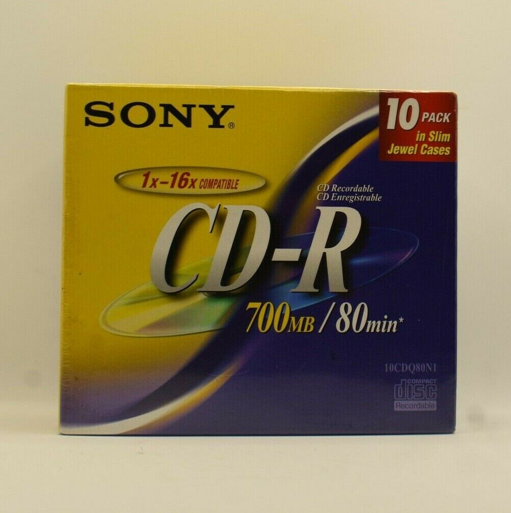 Sony High Speed CD-R 10-Pack 700MB Music 80 Min. 1-24x Speed Sealed