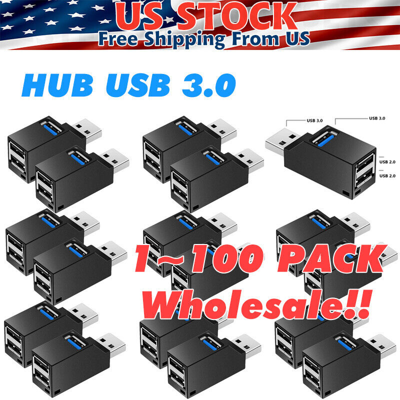 USB 3.0 Hub 3 Ports Splitter High Speed Data Transfer For PC Laptop Macbook Lot