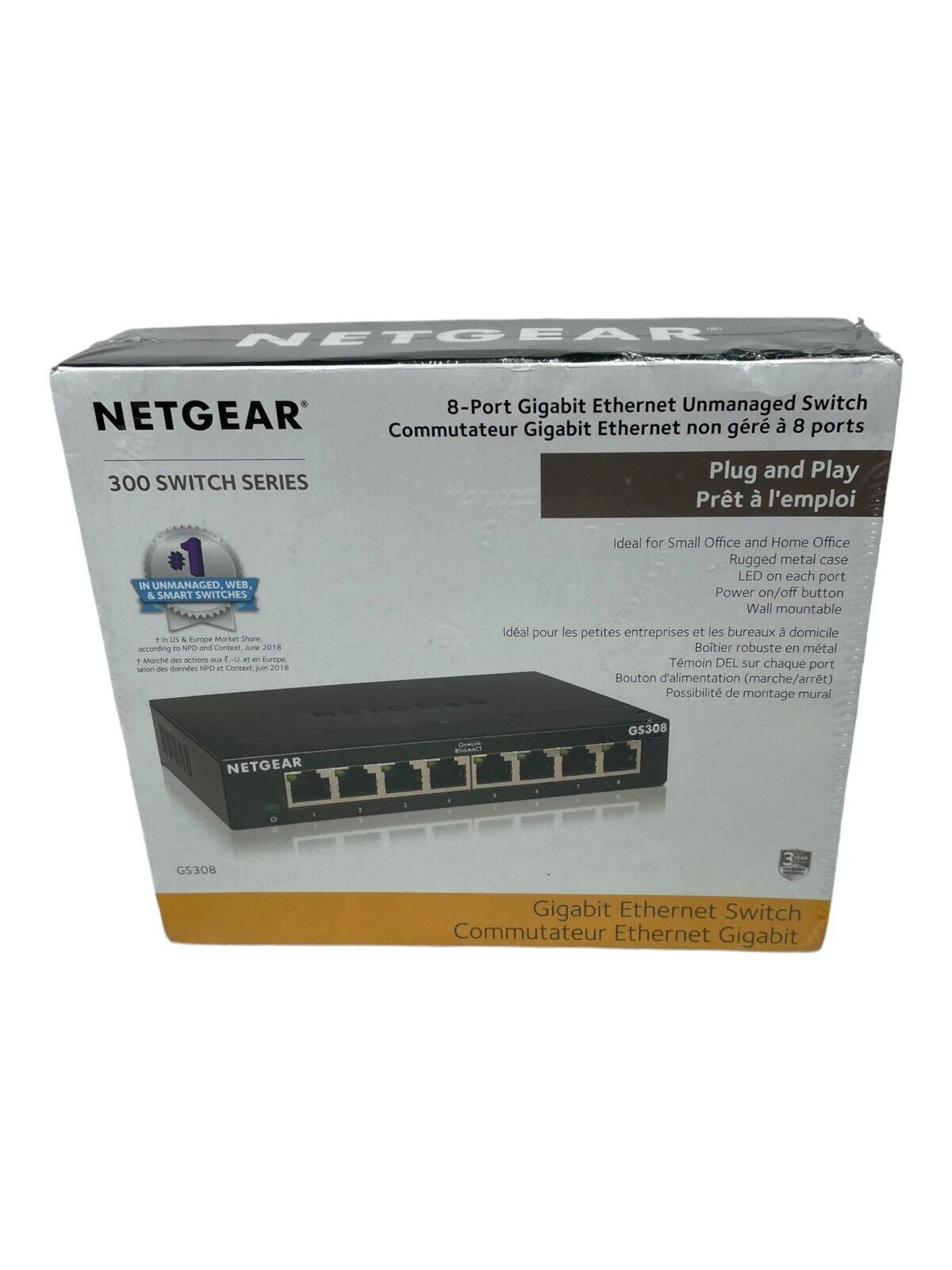 NETGEAR  8-Port Gigabit Ethernet Switch 8-Port POE GS308P