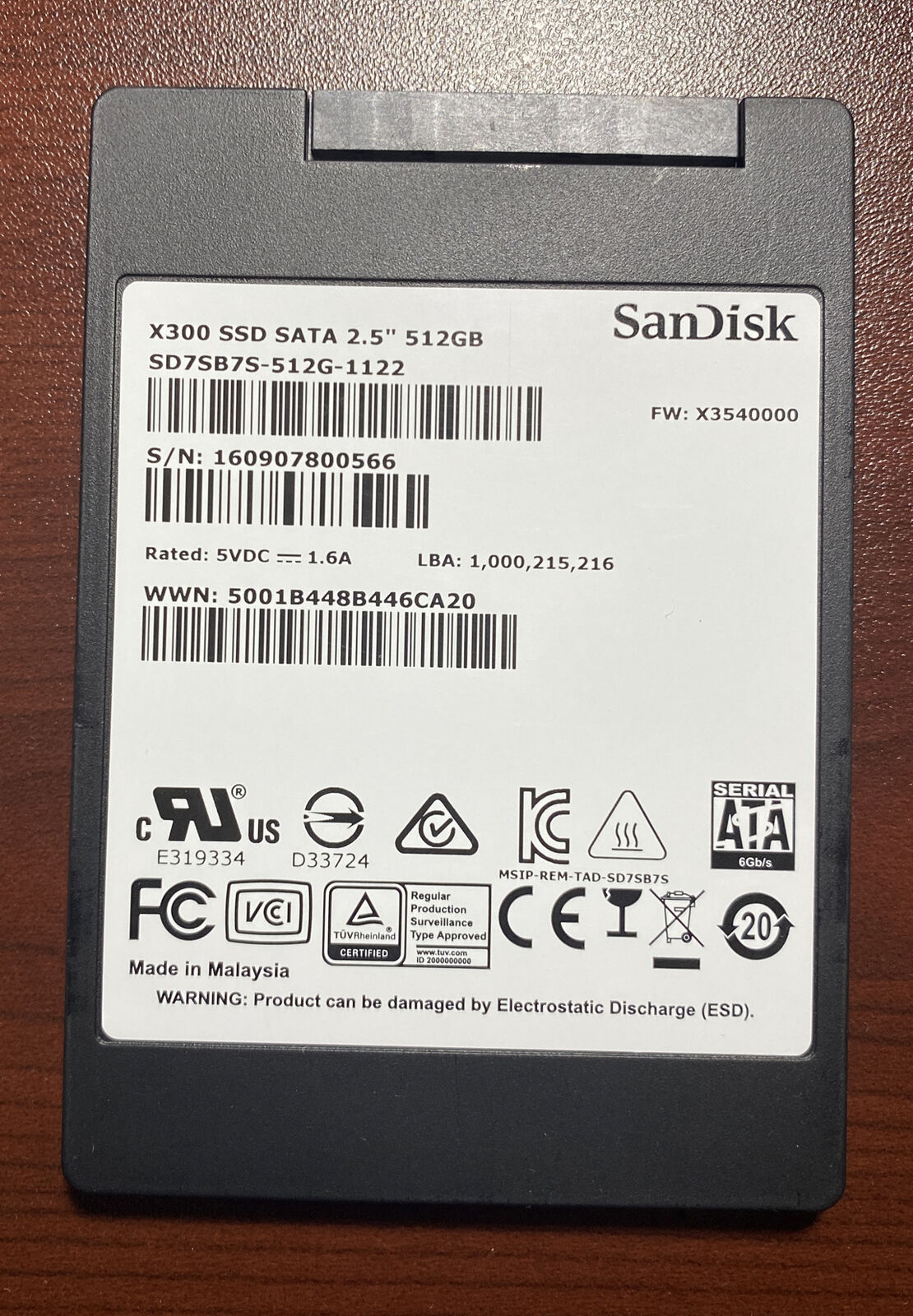 SanDisk X300 512GB SSD SD7SB7S-512G SATA 6Gb/s 2.5\