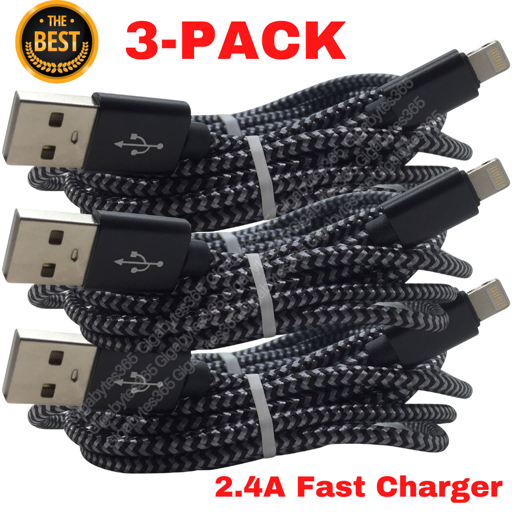 3Pack Fast Charger Cable Heavy Duty For iPhone 14 13 12 11 X XR 8 Charging Cord