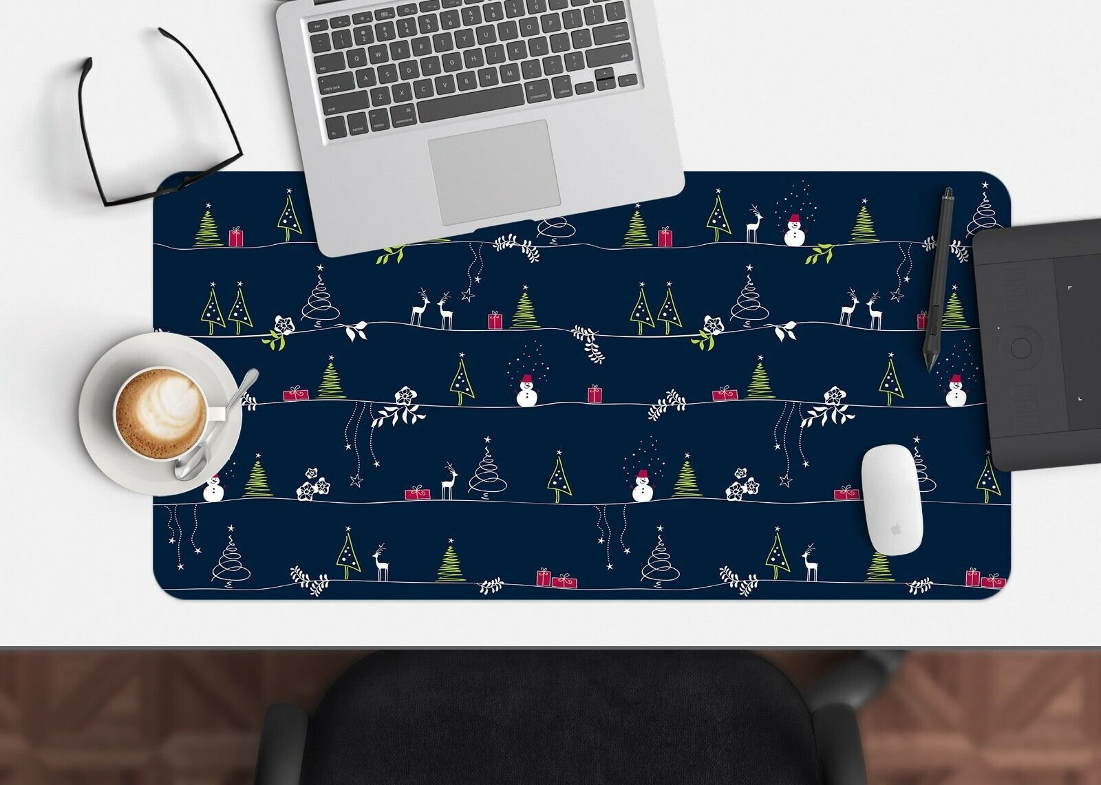 3D Xmas Tree Snowman Gift Box G728 Christmas Non-slip Desk Mat Keyboard Pad Amy