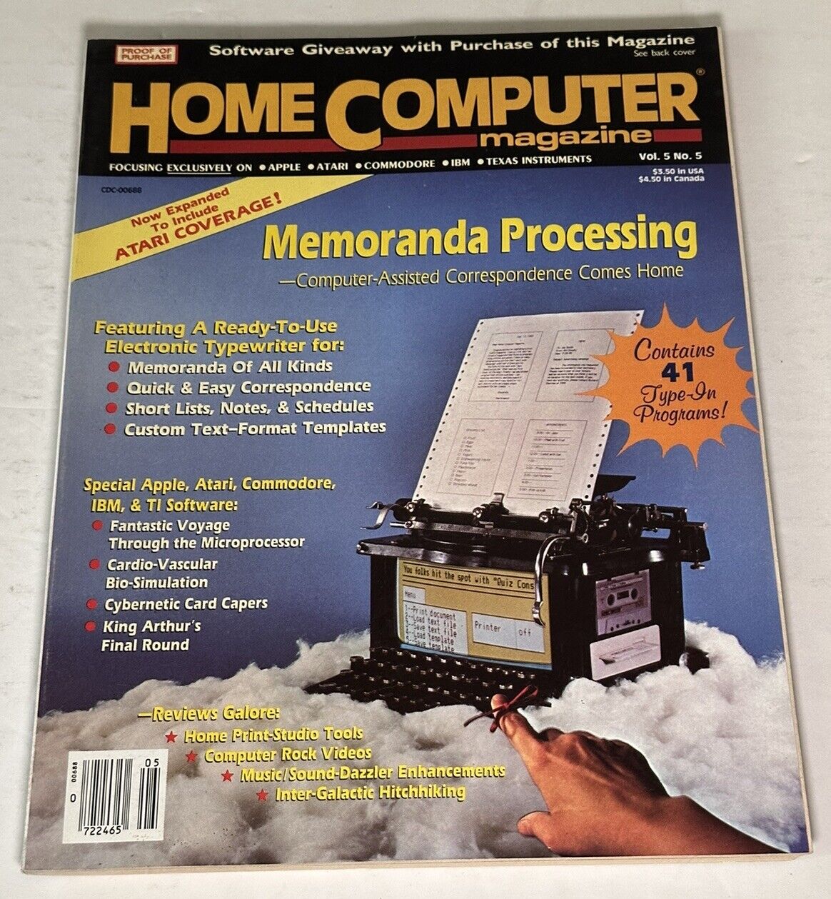 Home Computer Magazine Vol. 5 No. 5 Apple Commodore IBM TI 41 Type-In Programs