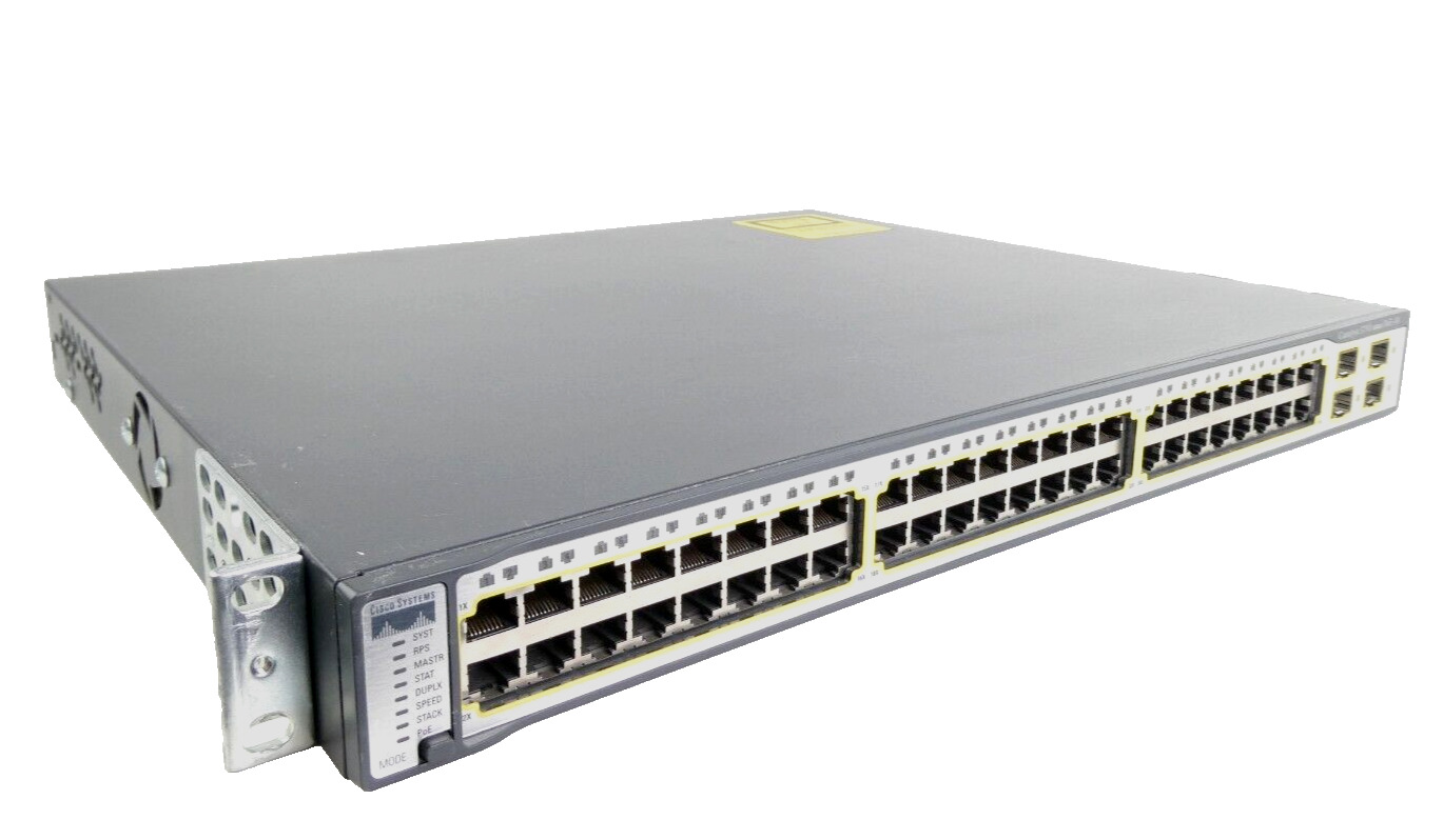 Cisco Catalyst 3750 WS-C3750-48PS-S v08 48-Port PoE Fast Ethernet Switch I 4xSFP
