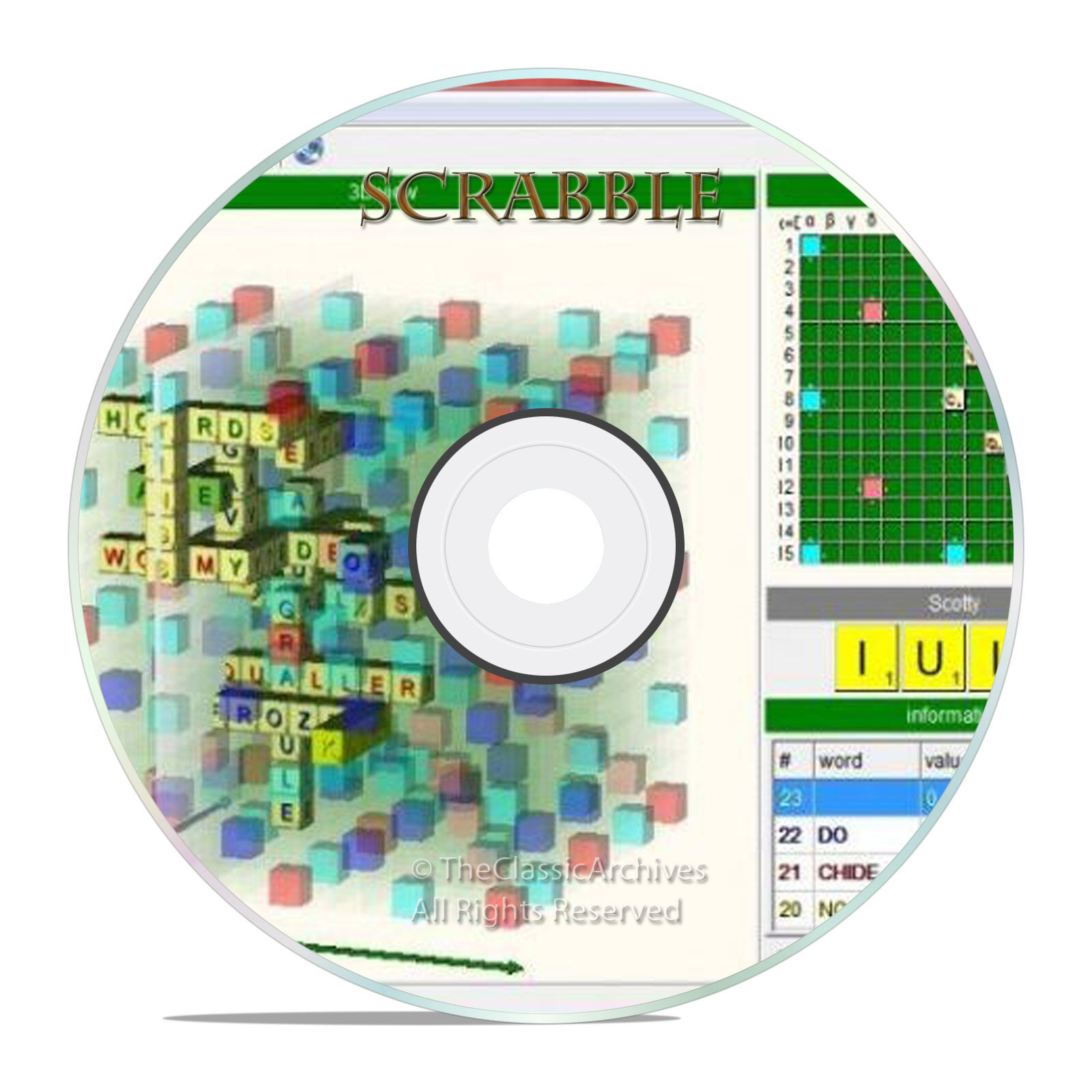SCRABBLE 3D, PC GAME, CROSSWORD, PUZZLES, WORD GAME, CLASSIC BOARD FAMILY GAME