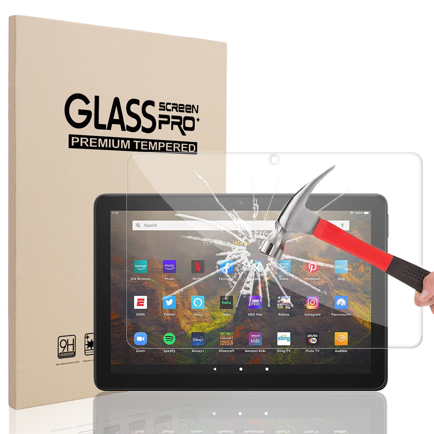 For Amazon Kindle Fire 7 2022,HD 10/10 Plus 2021 Tempered Glass Screen Protector