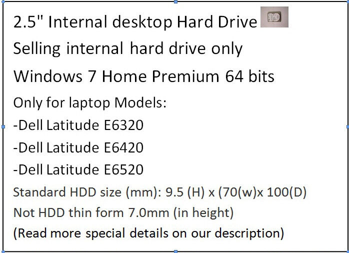 Dell Latitude E6320 E6420 E6520 Laptop -160GB HDD -windows 7 Home Pre &Office 07